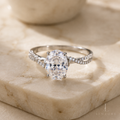 5ct Round Moissanite Ring S925 Sterling Silver - Pave Band Solitaire