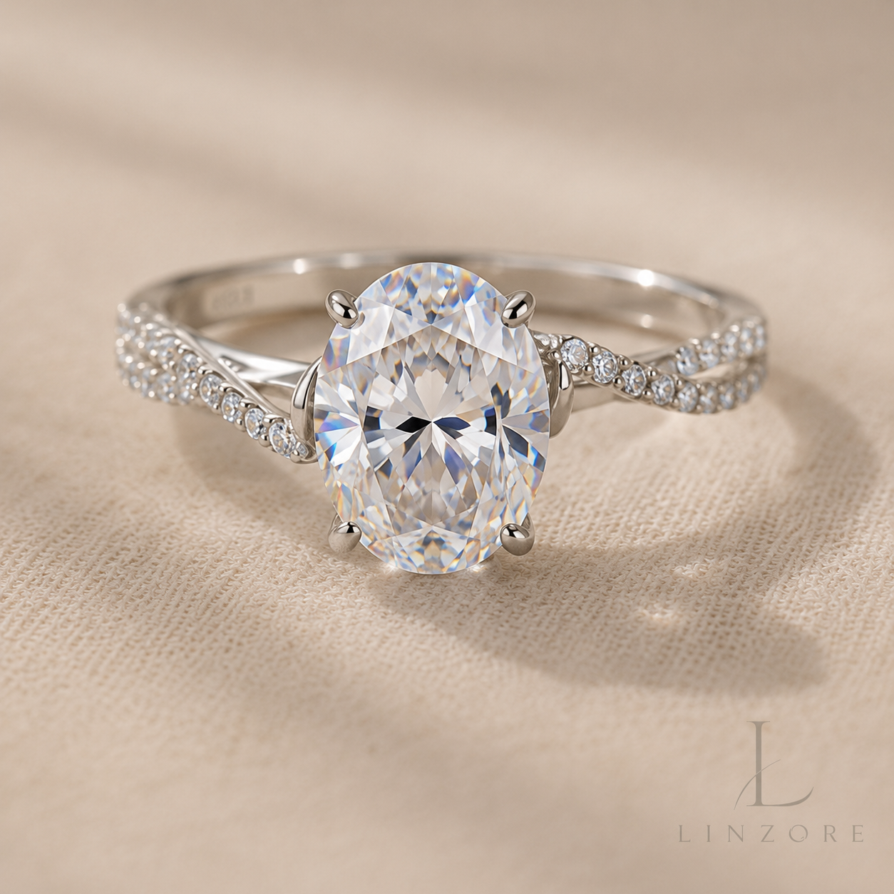 5ct Round Moissanite Ring S925 Sterling Silver - Pave Band Solitaire