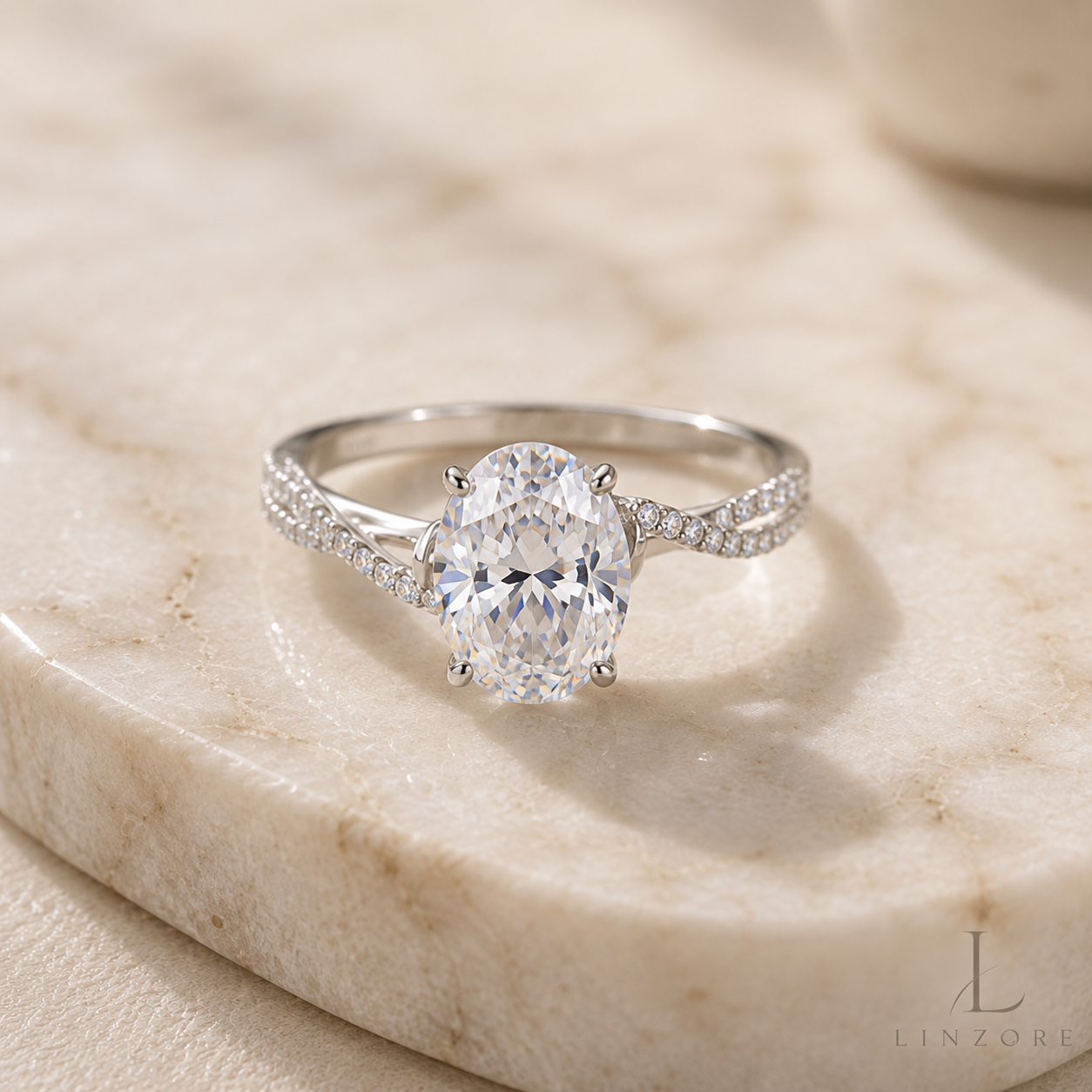 5ct Round Moissanite Ring S925 Sterling Silver - Pave Band Solitaire