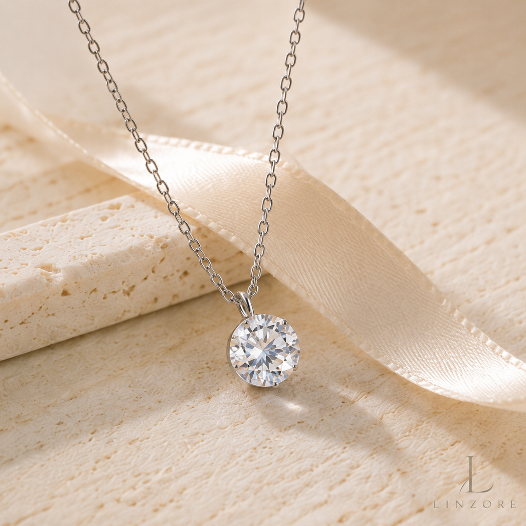 1-2ct Bubble Moissanite Necklace S925 Sterling Silver - Solitaire Pendant