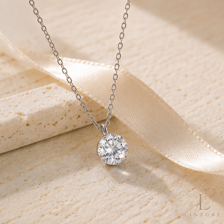 1-2ct Bubble Moissanite Necklace S925 Sterling Silver - Solitaire Pendant