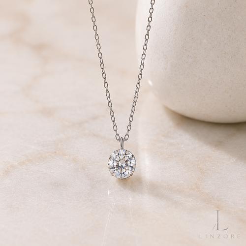 1-2ct Bubble Moissanite Necklace S925 Sterling Silver - Solitaire Pendant