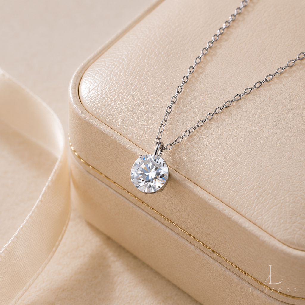 1-2ct Bubble Moissanite Necklace S925 Sterling Silver - Solitaire Pendant