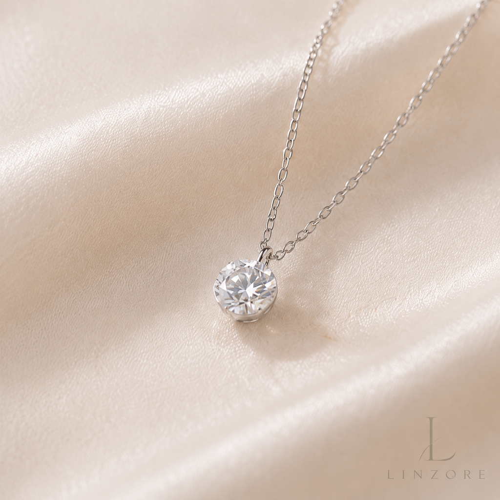 1-2ct Bubble Moissanite Necklace S925 Sterling Silver - Solitaire Pendant