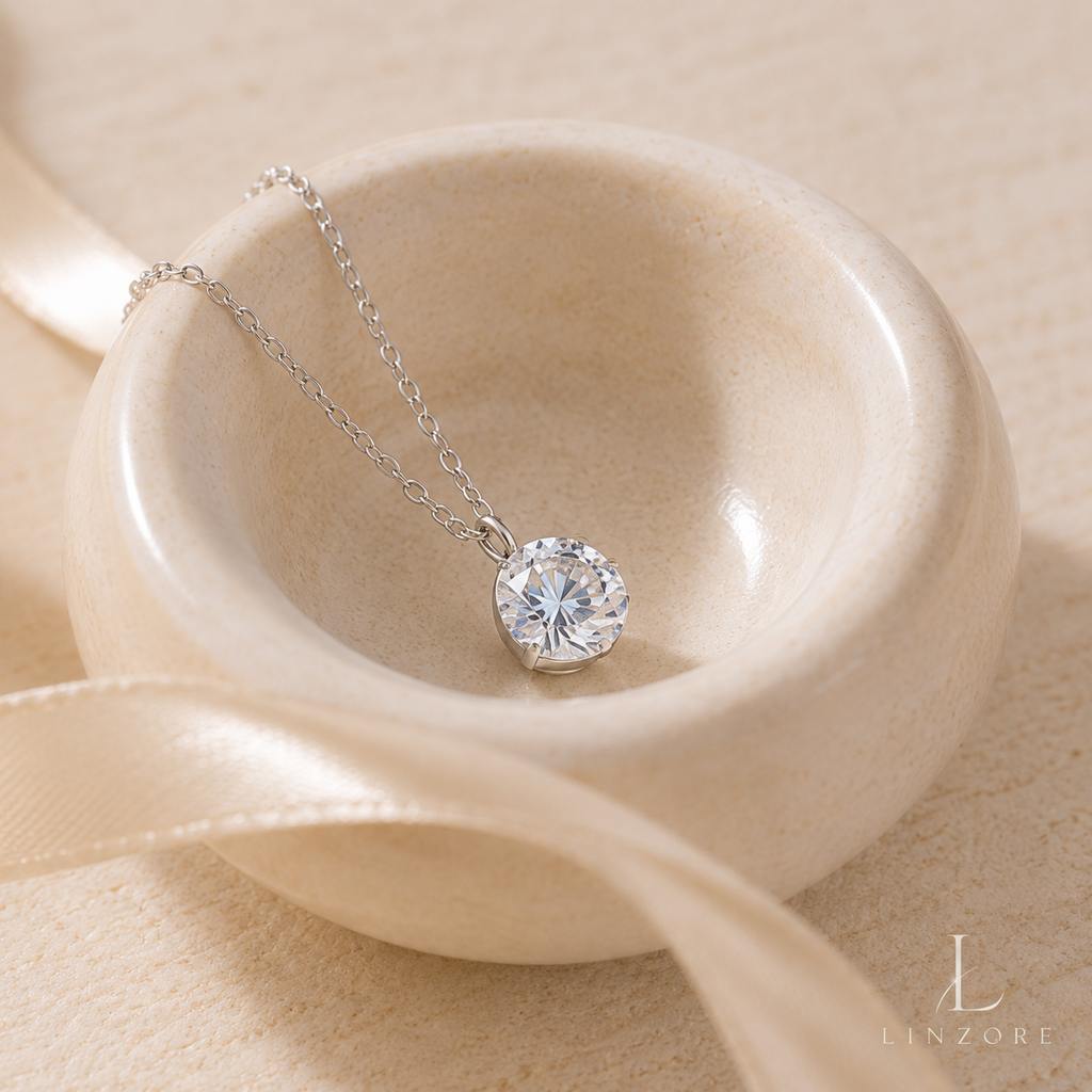 1-2ct Bubble Moissanite Necklace S925 Sterling Silver - Solitaire Pendant