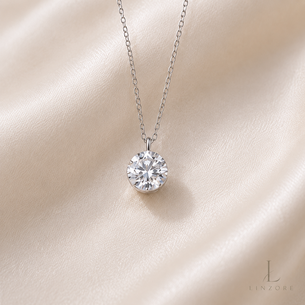 1-2ct Bubble Moissanite Necklace S925 Sterling Silver - Solitaire Pendant