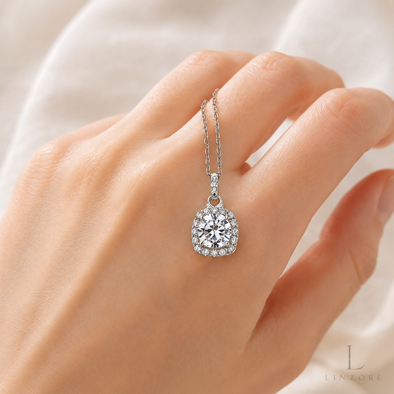 1-3ct Sugar Cube Moissanite Necklace S925 Sterling Silver - Cushion Pendant