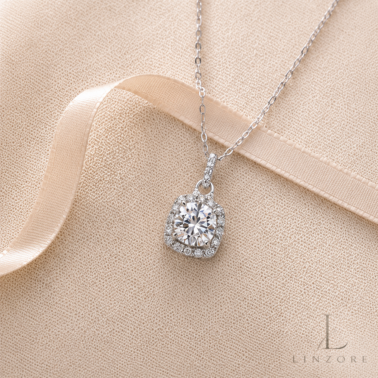 1-3ct Sugar Cube Moissanite Necklace S925 Sterling Silver - Cushion Pendant