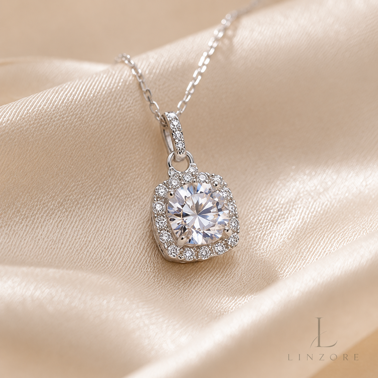1-3ct Sugar Cube Moissanite Necklace S925 Sterling Silver - Cushion Pendant