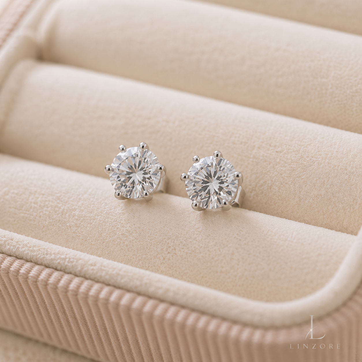 0.5-4ct Each Round Moissanite Stud Earrings Pair S925 Sterling Silver - Classic Basket Setting