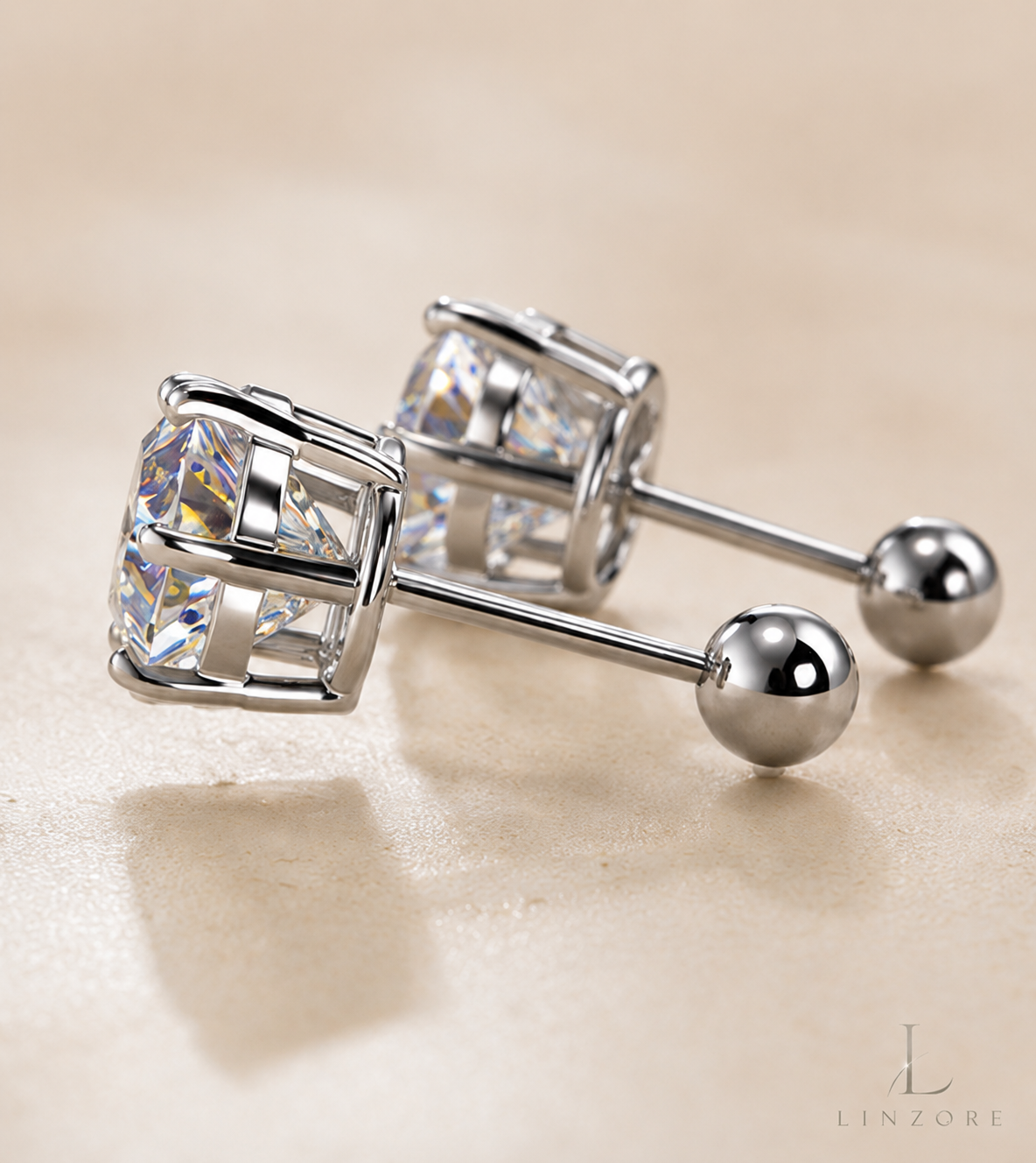 0.5-4ct Each Round Moissanite Stud Earrings Pair S925 Sterling Silver - Classic Basket Setting