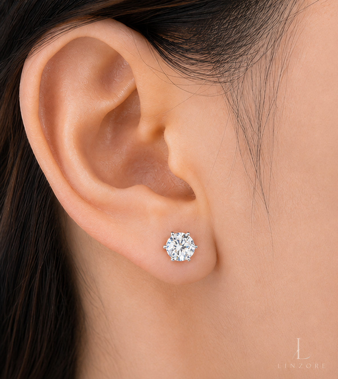 0.5-4ct Each Round Moissanite Stud Earrings Pair S925 Sterling Silver - Classic Basket Setting