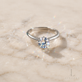 Adjustable Moissanite Ring S925 Sterling Silver - Classic Six-Prong Solitaire