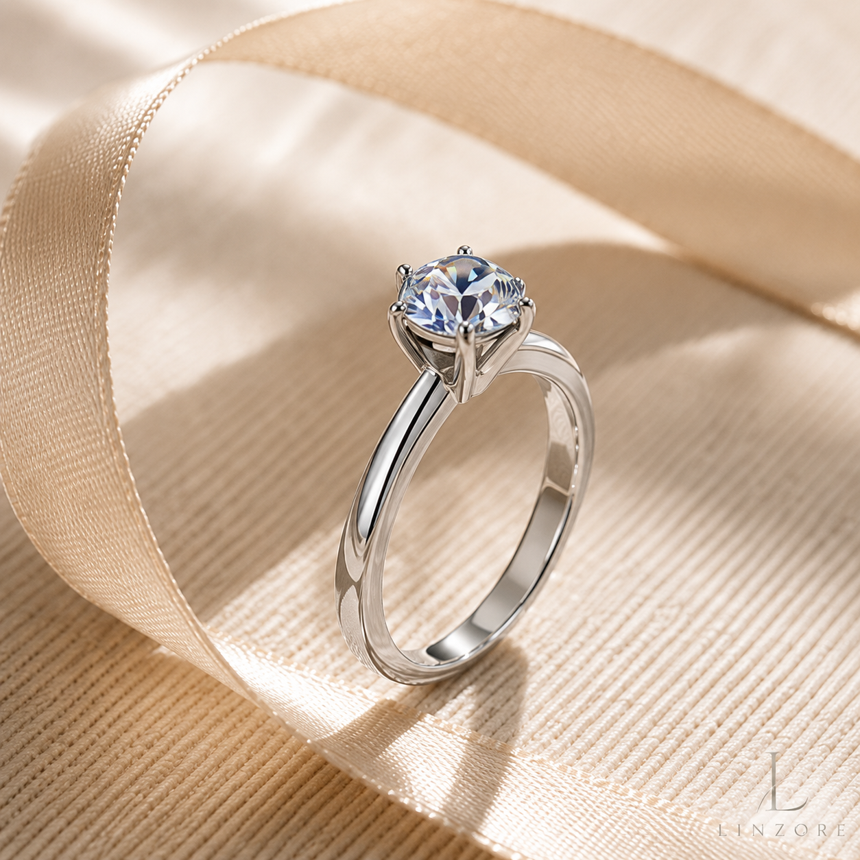 Adjustable Moissanite Ring S925 Sterling Silver - Classic Six-Prong Solitaire
