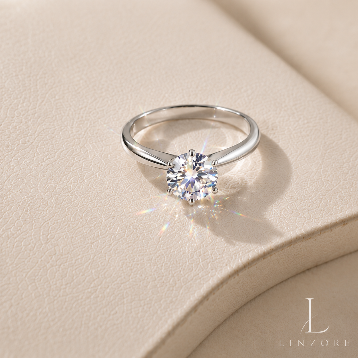 Adjustable Moissanite Ring S925 Sterling Silver - Classic Six-Prong Solitaire