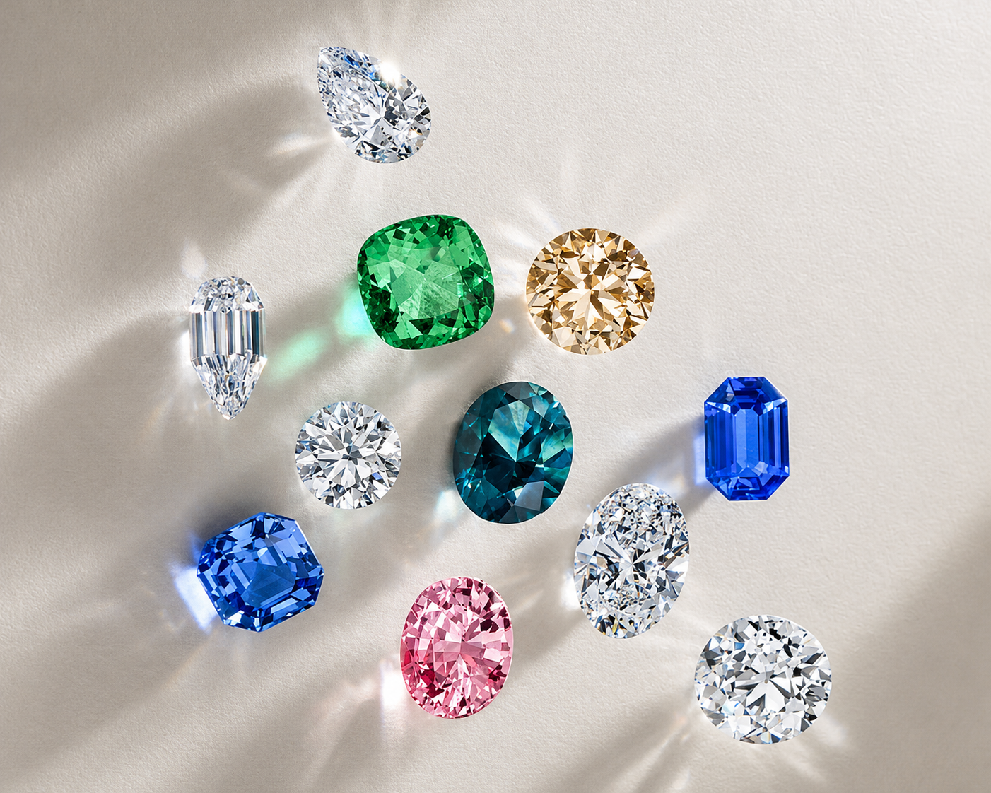 Colored moissanite gemstones with vivid sparkle